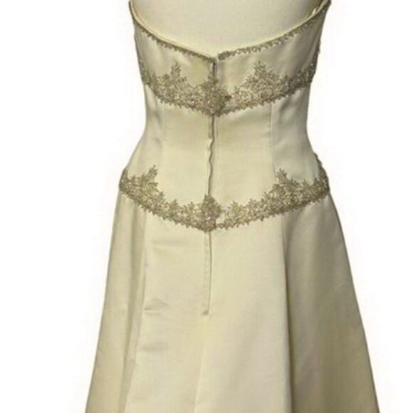 Herawhite Ivory Crystal Silver Embroidered Strapless Wedding Gown - Picture 8 of 8